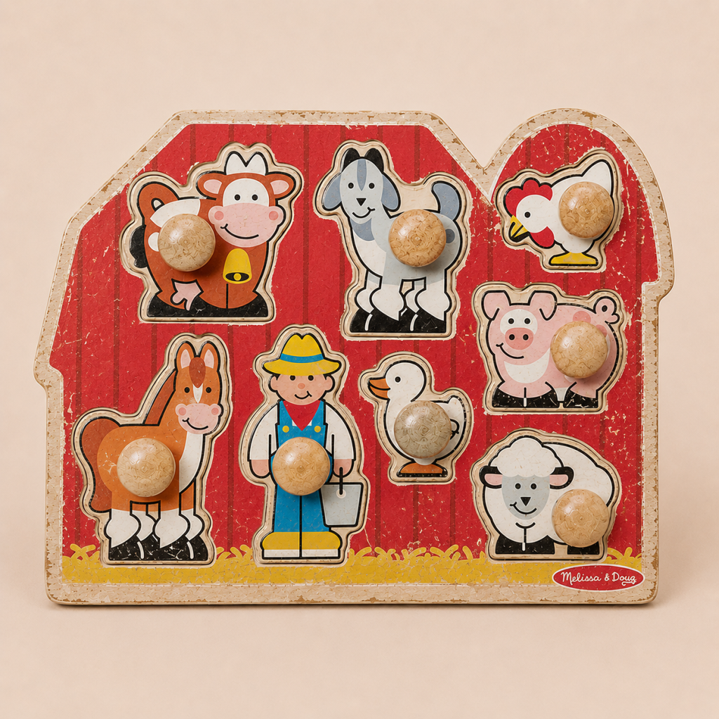Worn wooden puzzle